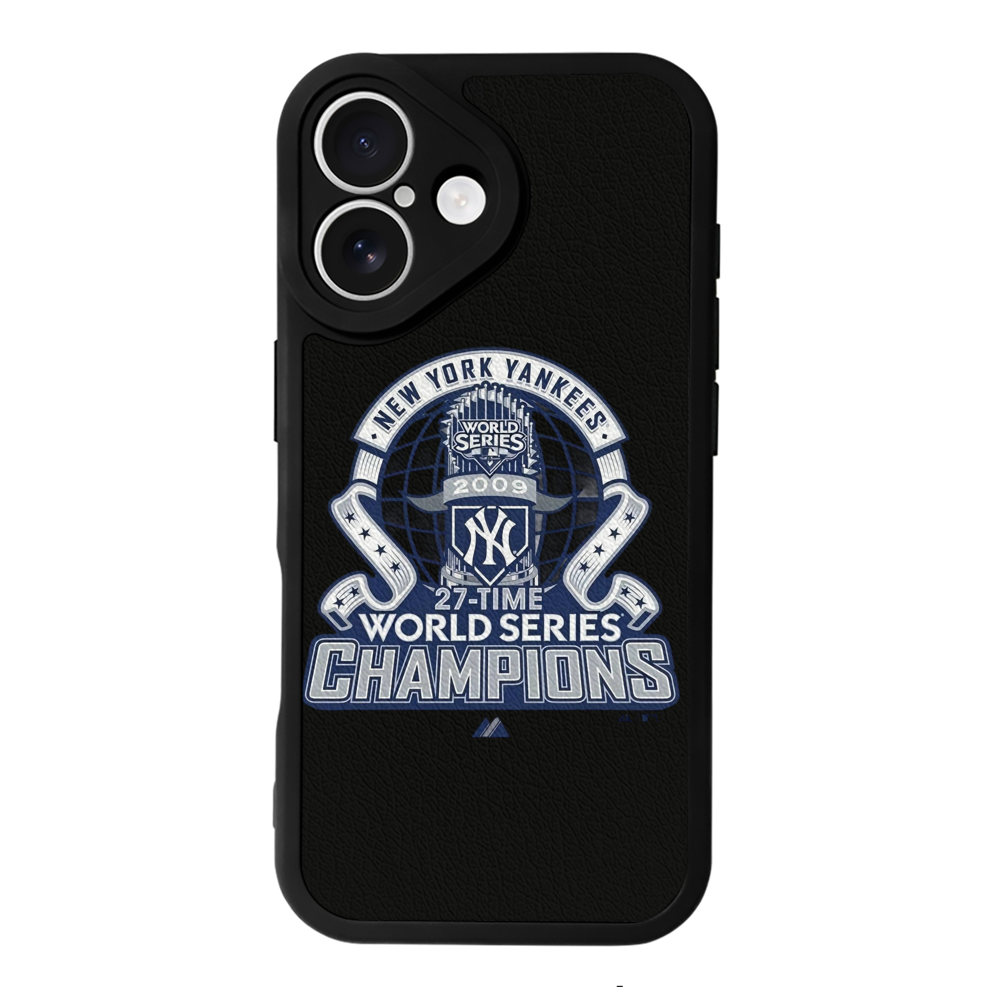 New York Yankees 2009 27th WS Champions Blue IPhone 16 Silicone Leather Case – UV Print, Lambskin Texture – Perfect Fit, Wireless Charging Compatible, Scratch Resistant, Precise Cutouts – Stylish Protection For IPhone 16
